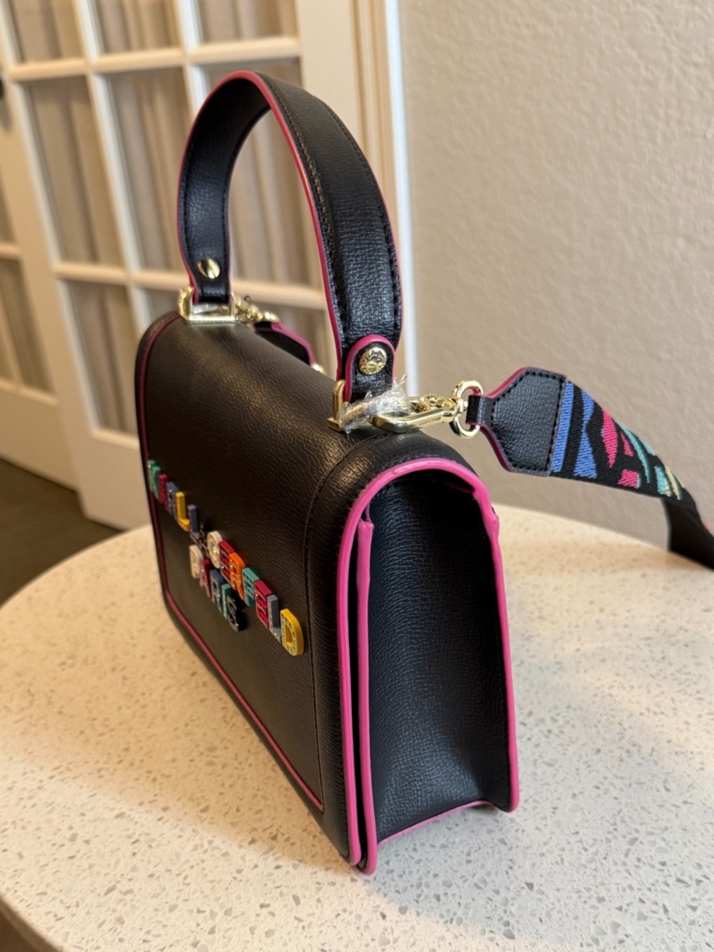 Karl Lagerfeld Black Crossbody with Multicolor Logo and Strap - Picture 7 of 7